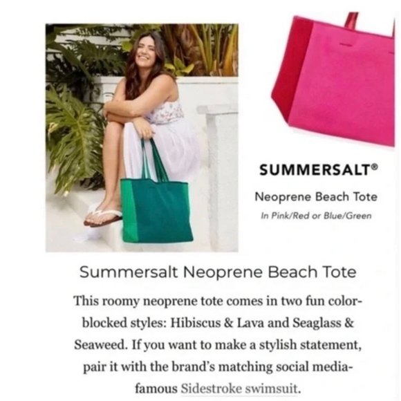 SUMMERSALT Neoprene Beach Tote in Pink/Red - Picture 5 of 7